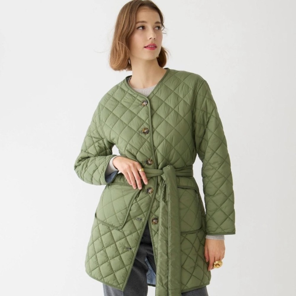 J Crew Greenwich Reversible Quilted Jacket, Green/Sky Blue, Sz M